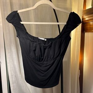 Reformation Black Ruched Blouse